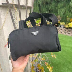 Vintage Prada Nylon Bowler Bag in Black